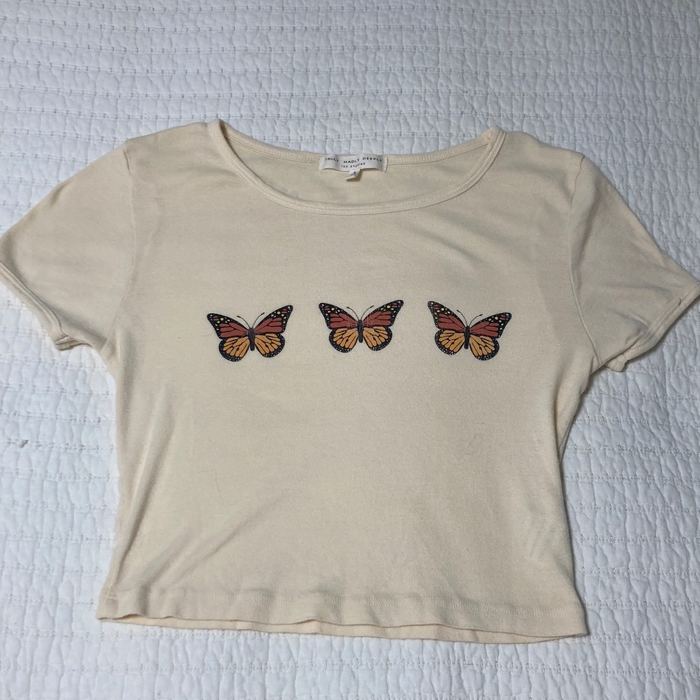 Truly Madly Deeply cropped butterfly shirt